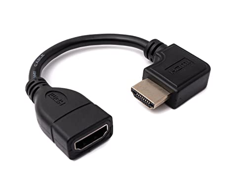 System-S HDMI 1.4 Kabel 15 cm Standard Stecker zu Buchse Winkel Adapter in Schwarz von System-S