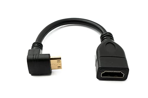 System-S HDMI 1.4 Kabel 17 cm Mini Stecker zu Standard Buchse Winkel Adapter in Schwarz von System-S