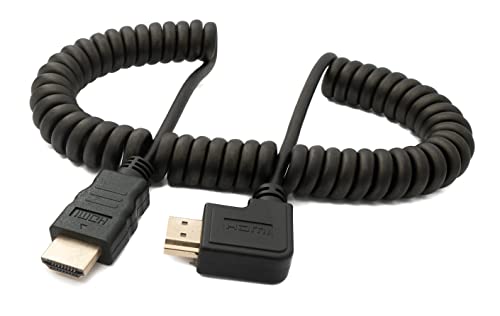 System-S HDMI 1.4 Kabel 2 m Standard Stecker zu Stecker Spirale Winkel Adapter in Schwarz von System-S