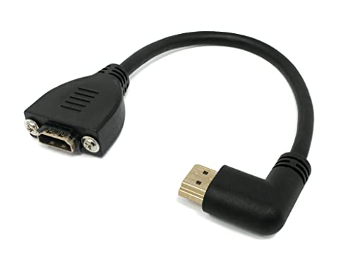 System-S HDMI 1.4 Kabel 25 cm Typ A Stecker zu Stecker Adapter Schraube Winkel in Schwarz von System-S