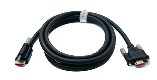 System-S HDMI 2.0 Kabel 200 cm Typ A Stecker zu Stecker Adapter anschraubbar in Schwarz von System-S