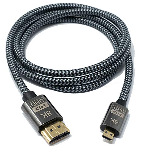 System-S HDMI 2.1 Kabel 1 m 8K Ultra HD Stecker zu Micro Stecker Adapter in Schwarz von System-S