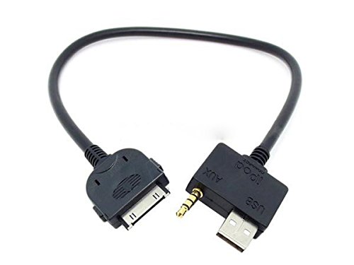 System-S KFZ Auto Adapterkabel USB & 3.5mm Klinke für iPhone iPod 30-Pin Anschluss für Hyundai Kia MDI 25 cm von System-S