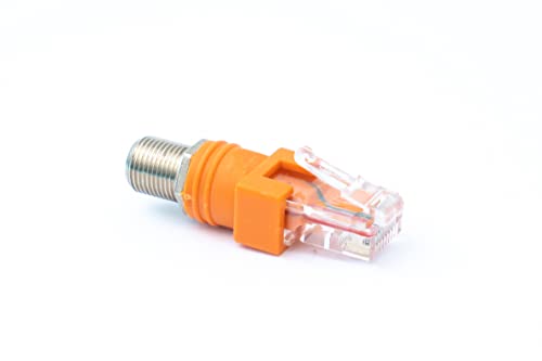 System-S Koaxial Adapter RJ45 Stecker zu F Typ Stecker 50 Ohm Kabel in Orange von System-S