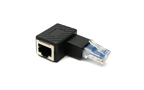 System-S LAN Adapter RJ45 Stecker zu Buchse Winkel Ethernetadapter Kabel in Schwarz von System-S