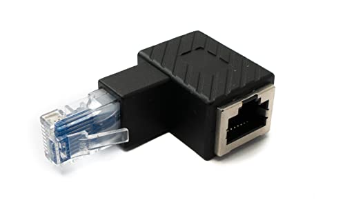 System-S LAN Adapter RJ45 Stecker zu Buchse Winkel Ethernetadapter Kabel in Schwarz von System-S