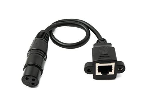 System-S LAN Kabel 30 cm RJ45 Buchse zu XLR 3 Pin Buchse Schraube Adapter in Schwarz von System-S