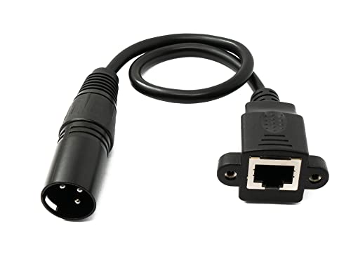 System-S LAN Kabel 30 cm RJ45 Buchse zu XLR 3 Pin Stecker Schraube Adapter in Schwarz von System-S