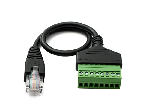 System-S LAN Kabel 30 cm RJ45 Stecker zu 8 pin Terminalblock Adapter in Schwarz von System-S