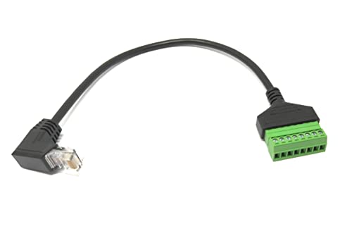 System-S LAN Kabel 30 cm RJ45 Stecker zu 8 pin Terminalblock Winkel Adapter in Schwarz von System-S