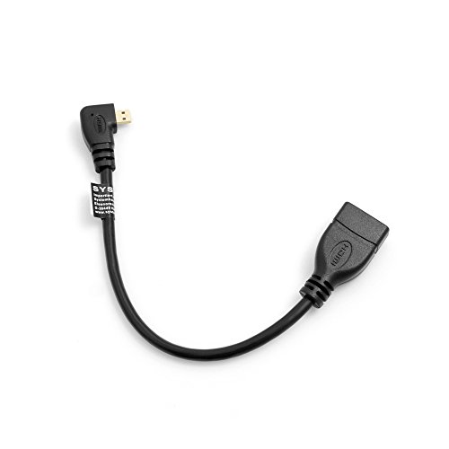 System-S Micro HDMI Stecker 90° Grad Links Gewinkelt Winkelstecker zu HDMI Eingang Buchse Kabel 21 cm von System-S