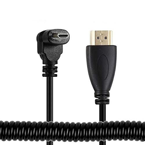 System-S Micro HDMI Stecker Aufwärts gewinkelt zu HDMI Standard Stecker Spiralkabel 50-80 cm von System-S