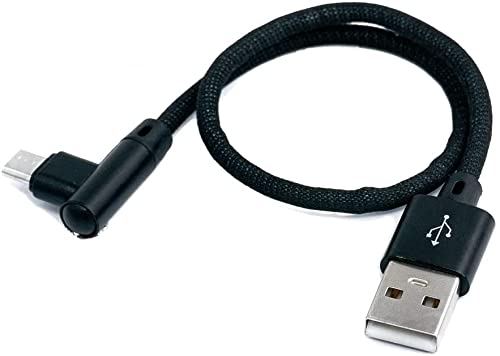 System-S Micro USB Kabel 90° Grad Rechts Gewinkelt Winkelstecker zu USB 2.0 Typ A 90° Grad Rechts Gewinkelt Datenkabel Ladekabel 20 cm in Schwarz, 71380862 von System-S