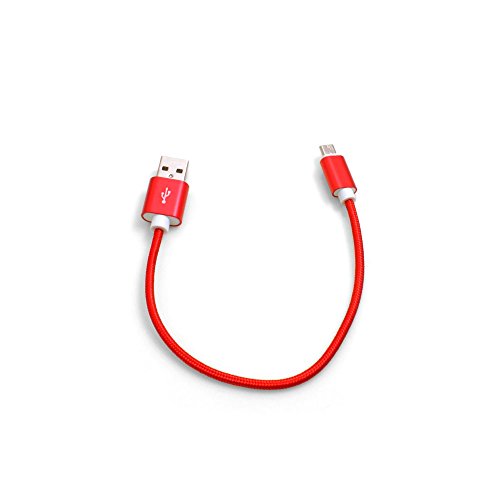 System-S Micro USB Kabel zu USB A 2.0 Geflochtene Nylon Ummantelung Rot 25 cm von System-S