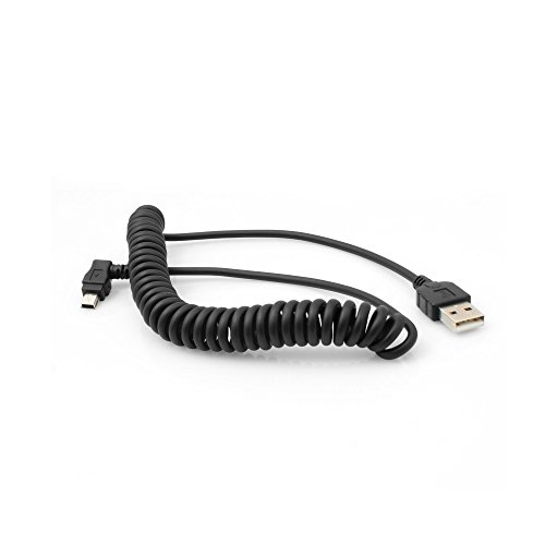 System-S Mini USB Spiral Kabel 90 Grad gewinkelt Winkelstecker links 140 cm von System-S