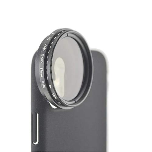 System-S ND Vario Filter 37mm Neutraldichtefilter Schwarz mit Hülle für iPhone 12 Pro Max von System-S