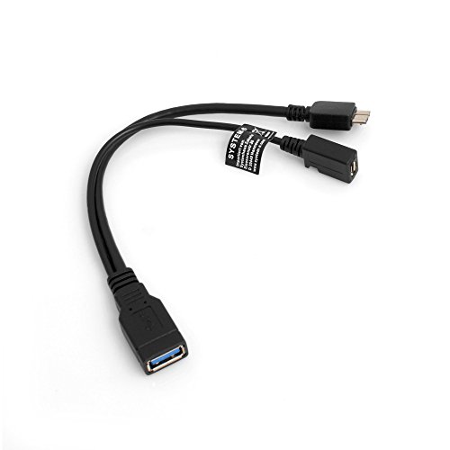 System-S OTG On The Go Host Kabel 3in1 USB 3.0 Typ A zu Micro USB 3.0 und Micro USB 2.0 Datenkabel 22 cm Y-Kabel von System-S