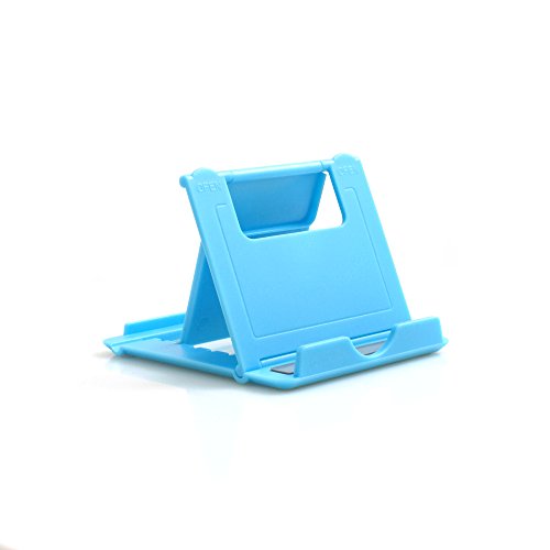 System-S Ständer Halter Klappständer Standfuss Tablet Tisch Halterung 6 Stufen einstellbar für Tablet PC Smartphone und andere Geräte in Blau von System-S