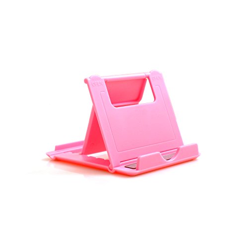 System-S Ständer Halter Klappständer Standfuss Tablet Tisch Halterung 6 Stufen einstellbar für Tablet PC Smartphone und andere Geräte in Pink von System-S