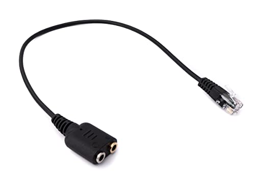 System-S Telefon Headset Adapter 20cm RJ9 Stecker zu 2X 3.5 mm Klinke Audio Kabel Schwarz von System-S