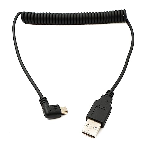System-S USB 2.0 Kabel 120 cm Typ A Stecker zu Mini B Stecker Spirale Winkel in Schwarz von System-S