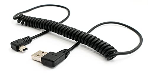 System-S USB 2.0 Kabel 150 cm Typ A Stecker zu Mini B Stecker Spirale Winkel in Schwarz von System-S