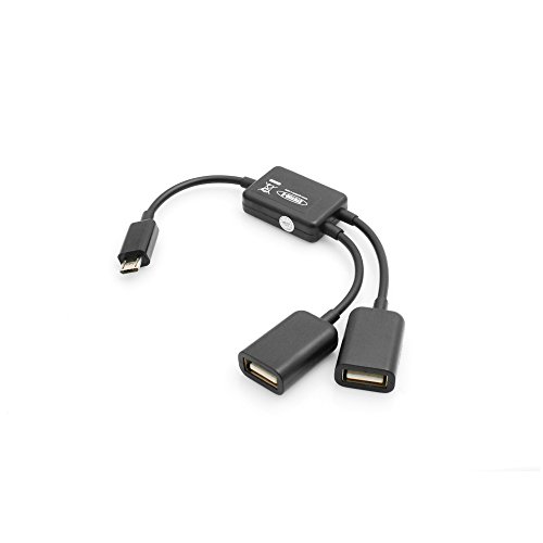 System-S USB 2.0 Micro-B (Male) Kabel auf 2X USB A (Female) Weichen- und Datenkabel für Smartphones und Tablets 17cm von System-S
