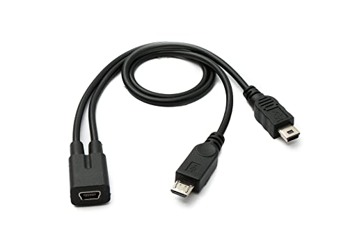 System-S USB 2.0 Y Kabel 30 cm Mini B Buchse zu Stecker + Micro B Stecker Adapter Schwarz von System-S