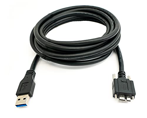System-S USB 3.0 Kabel 3 m Micro B Stecker zu Typ A Stecker Schraube Adapter in Schwarz von System-S