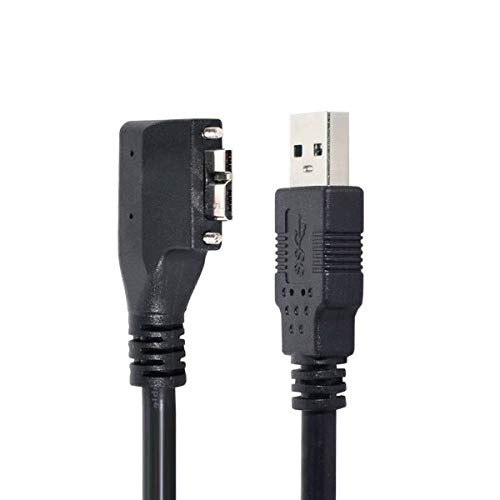 System-S USB 3.0 Kabel 3 m Typ A Stecker zu Micro B Stecker Winkel Schraube in Schwarz von System-S