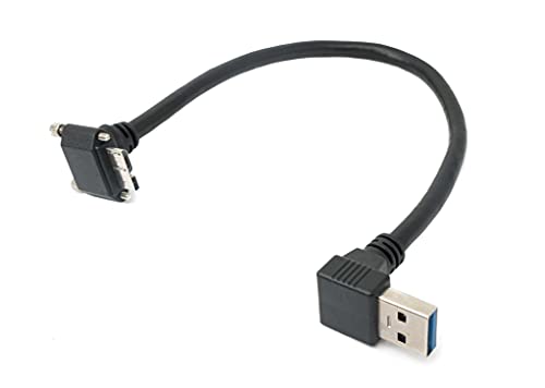 System-S USB 3.0 Kabel 30 cm Micro B Stecker zu A Stecker Schraube Winkel Adapter Schwarz von System-S