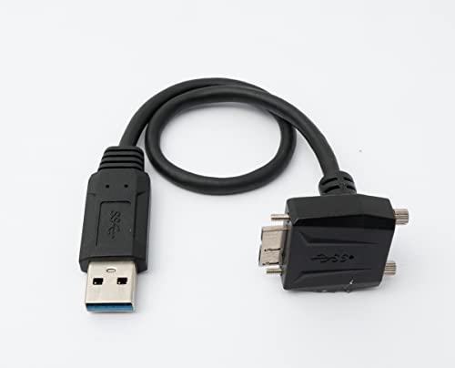 System-S USB 3.0 Kabel 30 cm Micro B Stecker zu Typ A Stecker Schraube Winkel in Schwarz von System-S