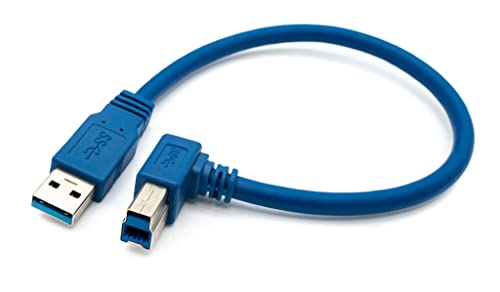 System-S USB 3.0 Kabel 30 cm Typ B Stecker zu Typ A Stecker Winkel in Blau von System-S
