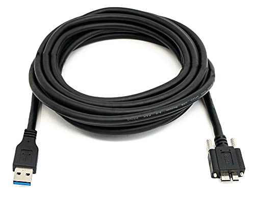 System-S USB 3.0 Kabel 5 m Micro B Stecker zu Typ A Stecker Schraube Adapter in Schwarz von System-S