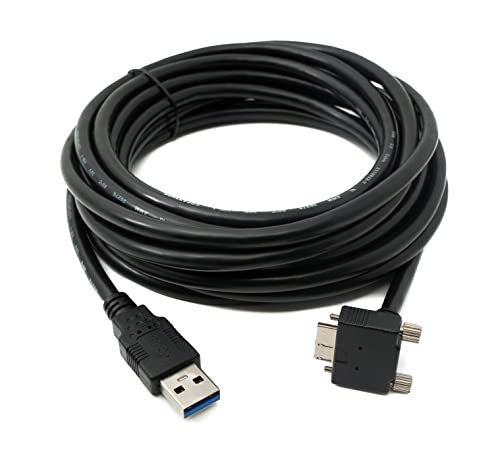 System-S USB 3.0 Kabel 5 m Micro B Stecker zu Typ A Stecker Schraube Winkel in Schwarz von System-S
