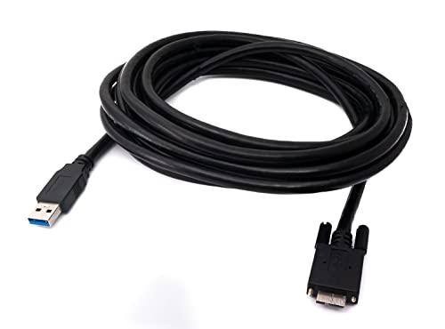 System-S USB 3.0 Kabel 5 m Micro B Stecker zu Typ A Stecker Schraube in Schwarz von System-S