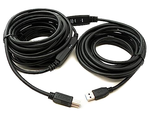 System-S USB 3.0 Repeater Kabel 15 m Typ A Stecker zu B Stecker Adapter in Schwarz von System-S