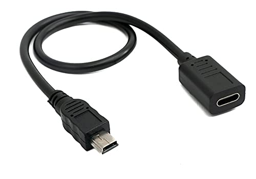 System-S USB 3.1 Kabel 30 cm Typ C Buchse zu 2.0 Mini Stecker Adapter in Schwarz von System-S