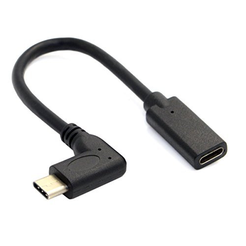 System-S USB 3.1 Type C (Female) zu USB 3.1 Type C (Male) 90° rechts gewinkelt Adapter Kabel Verlängerung 20 cm von System-S