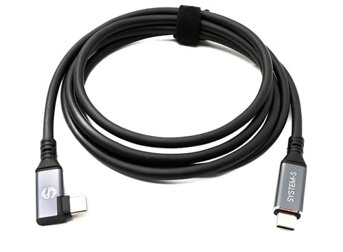 System-S USB4 150 cm Kabel Typ C Stecker zu Stecker Winkel 40 Gbit/s 240 W USB 4.0 Kabel Adapter von System-S