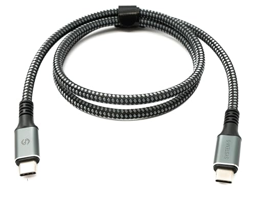 System-S USB4 80 cm Kabel Typ C Stecker zu Stecker geflochten 40 Gbit/s 240 W USB 4.0 Kabel Adapter von System-S