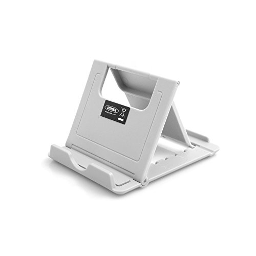 System-S Universal Klappständer Standfuss Tisch Halterung Neigung einstellbar für Tablet PC eBook Reader Smartphone (bis 1,4 cm) grau von System-S