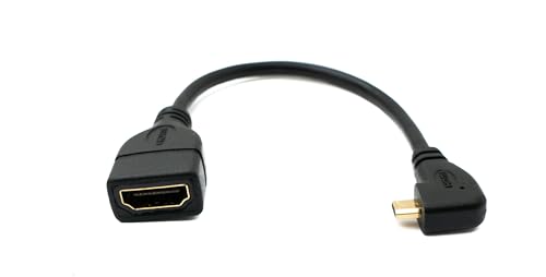 System-S Winkelstecker Micro-HDMI Male auf Standard HDMI Female Kabel Adapter 90 Grad gewinkelt von System-S