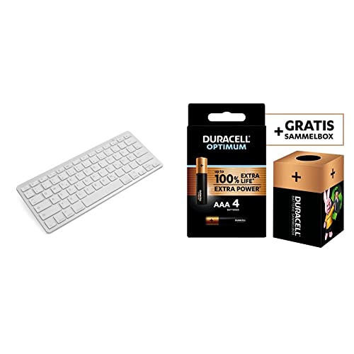 System-S Wireless Kabellose Tastatur Keyboard QWERTY Spanisch für iOS + Duracell NEU Optimum AAA Micro Alkaline-Batterien von System-S