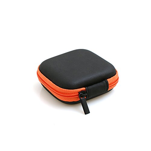 System-S stoßsicheres Kabelschutz Reißverschluss Etui Tasche Box Hülle für Kopfhörer in schwarz-orange von System-S