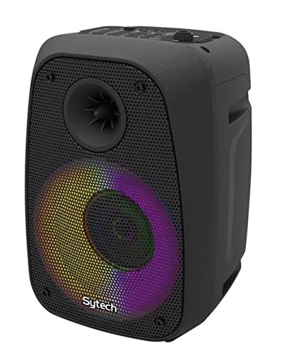Sytech Lautsprecher Serie Microbeat 3 Zoll, 10 W, RMS, 75 pmpo, wiederaufladbar, BT, Mic, LED, Schwarz von Sytech