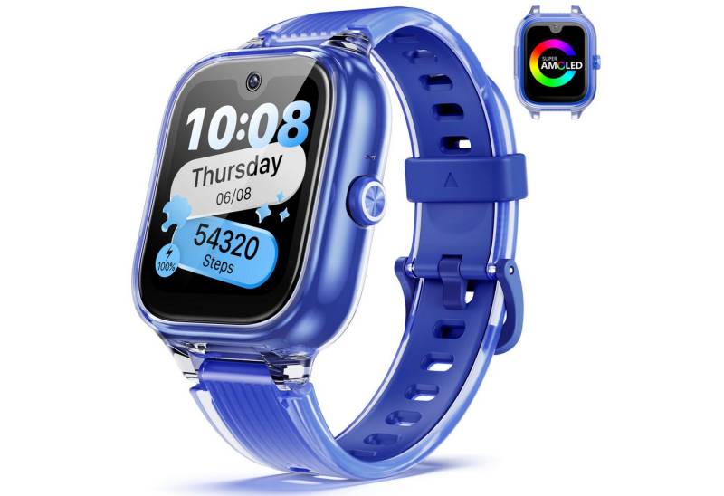 Yuede AMOLED Smartwatch Kinder mit 5 MP Kamera, Fünf Positionierungsmodi Smartwatch (1,78 Zoll) GPS Tracker mit 4G Anruf für Gesundheitsüberwachung, SMS, Videoanruf, SOS, Klassenmodus, KinderUhr ohne Social Media Apps für 5-12 Jährige von Yuede