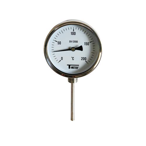 Syveco 1680001 Serie 1680 Bi-Metallic Wählthermometer, Alles Rostfreier Stahl, Vertikal, 100 mm Durchmesser, 63 mm Kolben von Syveco