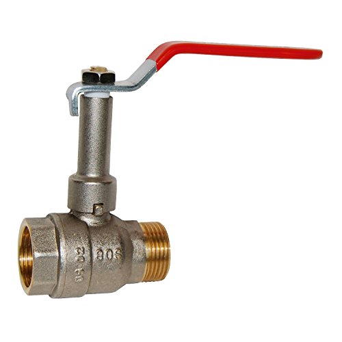 Syveco 616009 Serie 616 Messing Kugelhahn mit Fester Verlängerung, PN30, ACS, Roter Flacher Stahlgriff, 2" MBSP x 2" FBSP von Sferaco