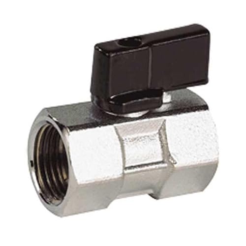 Syveco 697002 Serie 697 Messing Mini Kugelhahn, PN16, FF mit Dekompression, Schwarzer Griff, 1/4" BSP FF von Syveco